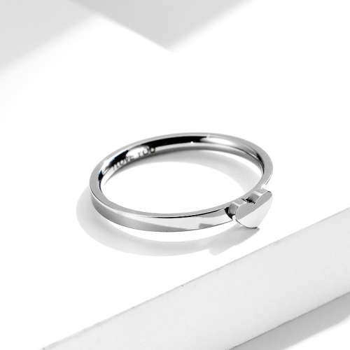 ASHA CRAFT - I LOVE YOU Engraved Heart Titanium Promise Ring. Size 8