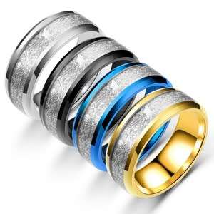 Titanium Meteorite Design 8mm Band Ring. Size 6,7,8,9,10,11,12,13