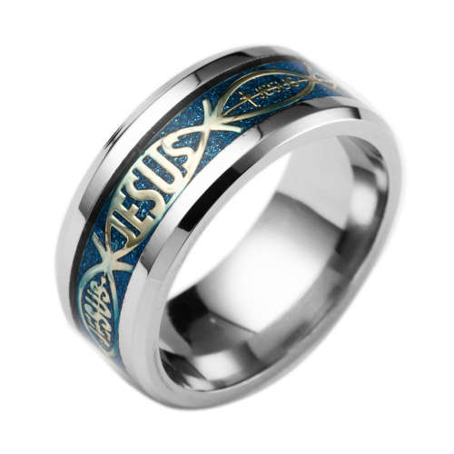 Titanium Jesus Fish Design Band. Ring Size 7,8,9,10,11,12