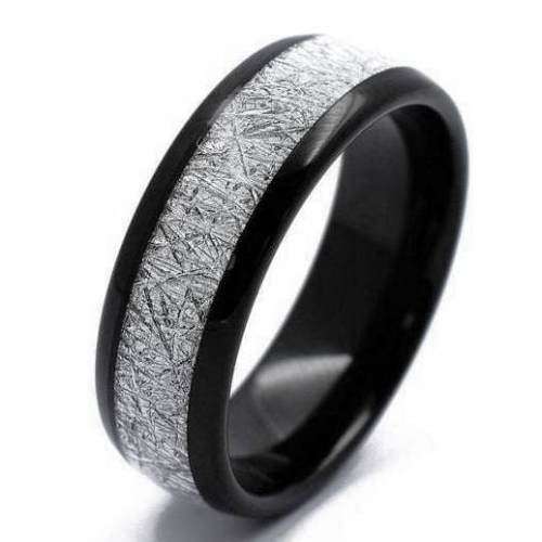 WOW!!! Mens Meteorite Design Black Titanium Wedding Band. Ring Size 11