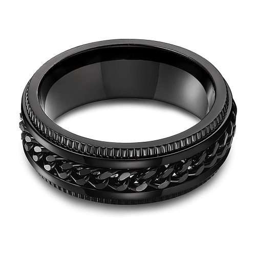 WOW!! Mens Titanium Chain Design Spinner Band. Ring Size 10 / T-U