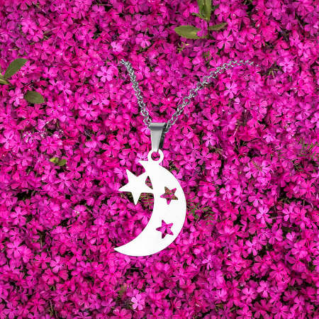 TITANIUM MOON AND STARS NECKLACE