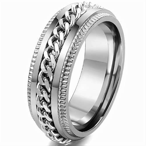 TITANIUM RING ROTATING CHAIN WEDDING BAND. SIZE 10 / T-U