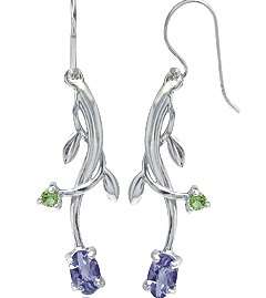ON SALE!!! 100% REAL 0.56ct Genuine Tanzanite and Peridot Dangle Earrings