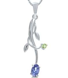 ASHA CRAFT - 100% REAL Genuine Tanzanite and Peridot 925 Sterling Silver Pendant