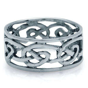 ASHA CRAFT - 8MM Celtic Design 925 Sterling Silver Ring Size 10 / U
