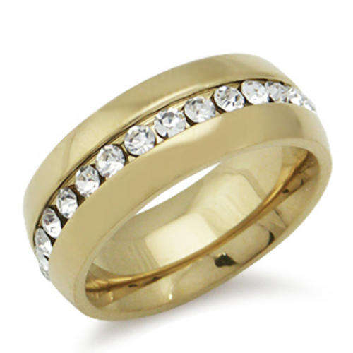 ASHA CRAFT - White Crystal Channel Stainless Steel Ring Size 10 / U