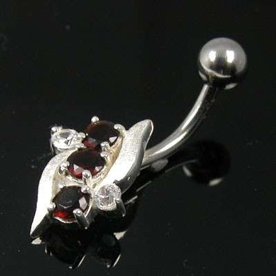 ASHA CRAFT - Garnet Red Cubic Zirconium SS 316L Belly Ring