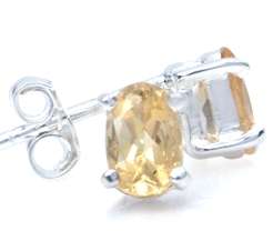 ASHA CRAFT - 0.80ct Genuine Citrine Oval cut 925 Sterling Silver Earrings