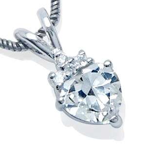 ASHA CRAFT - Lovely 0.75ct White CZ Heart 925 Sterling Silver Pendant