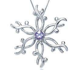 0.10ct Genuine Tanzanite Snowflake 925 Sterling Silver Pendant. End of Winter Sale
