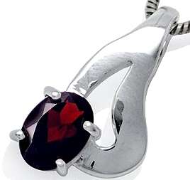 STUNNING!! 0.95ct Genuine Garnet 925 Sterling Silver Slide Pendant