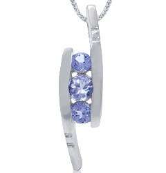 ASHA CRAFT - 3-stone 0.32ct Genuine Tanzanite 925 Sterling Silver Pendant