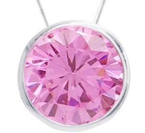 ASHA CRAFT - 8MM Sweet Pink CZ Solitaire 925 Sterling Silver Slide Pendant