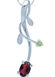 100% REAL 0.58ct Genuine Garnet and Peridot 925 Sterling Silver Pendant
