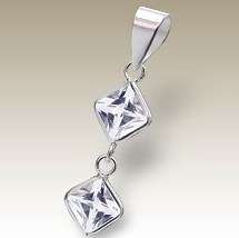 ASHA CRAFT - Princess cut White CZ Pendant in Genuine 925 Sterling Silver