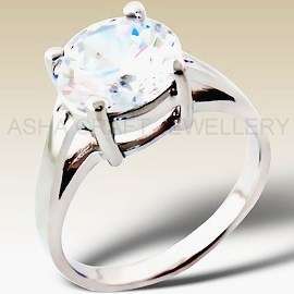 ASHA CRAFT - 2.75ct Diamond White CZ Solitaire in Genuine 925 Sterling Silver. Size 6 / M