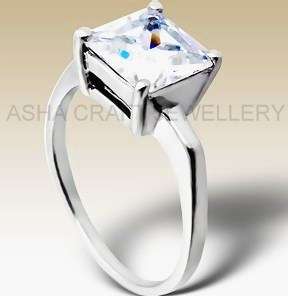 ASHA CRAFT - 4.00ct Diamond White Princess cut CZ in Genuine 925 Sterling Silver. Size 10 / U