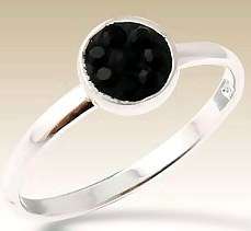 ASHA CRAFT - Black Swarovski Crystals in Genuine 925 Sterling Silver. Size 5 / K