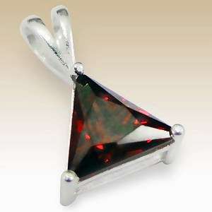 Garnet Red CZ 3.00ct Triangle Pendant set in Genuine 925 Sterling Silver