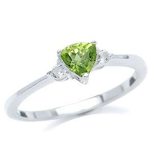 ASHA CRAFT - Vibrant 0.50ct Genuine Peridot Trillion cut 925 Sterling Silver Ring. Size 8 / Q
