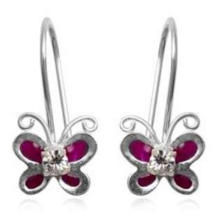 Enamel and Crystal Earrings set in Genuine 925 SOLID Sterling Silver