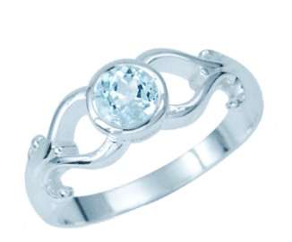 ASHA CRAFT - 0.72ct Genuine Ice Blue Topaz 925 SOLID Sterling Silver Ring. Size 8 / Q