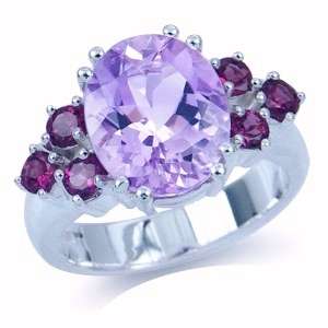[R4430.00] ASHA CRAFT - Genuine 5.04ctw Amethyst & Rhodolite 925 Sterling Silver Ring. Size 8 / Q