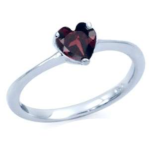0.40ct Genuine Garnet Heart 925 Sterling Silver Ring. Size 6.5/N