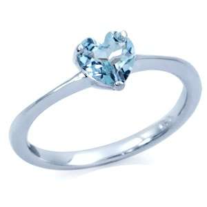 ASHA CRAFT - 0.40ct Genuine Blue Topaz Heart 925 Sterling Silver Ring. Size 4.5 / J