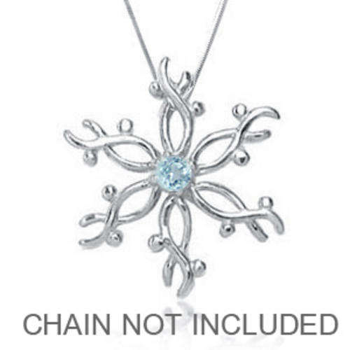 LAST ONE!! 0.10ct Genuine Blue Topaz Snowflake 925 Sterling Silver Pendant