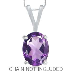 STUNNING! 1.400ct Genuine Amethyst Solitaire 925 Sterling Silver Pendant