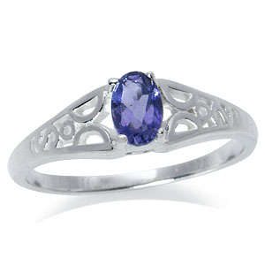 0.42ct Genuine Iolite Filigree 925 SOLID Sterling Silver Ring. Size 8 / Q