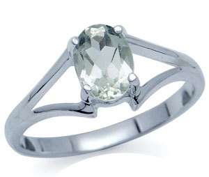 Genuine 0.87ct Green Amethyst 925 SOLID Sterling Silver Ring. Size 8 / Q