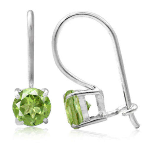 ASHA CRAFT - 1.12ct Genuine Peridot Solitaire 925 Sterling Silver Hook Earrings