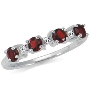 0.95ctw Genuine Garnet and Topaz set in 925 SOLID Sterling Silver. Size 9 / S
