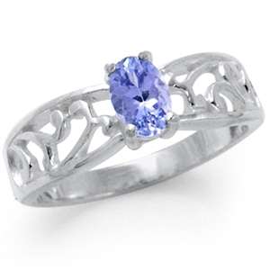 [R5612.20] 0.48ct Genuine Tanzanite Filigree Designer Ring. Size 5.5 / L / 16.1mm