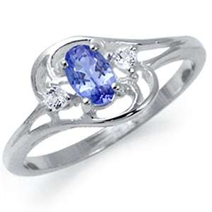 [R6542.80] 0.52ct Genuine Tanzanite Designer Swirl 925 Sterling Silver Ring. Size 8.75 / R-S
