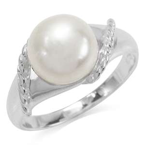 ASHA CRAFT - 9MM Genuine Freshwater Pearl 925 SOLID Sterling Silver Ring. Size 6.5 / N