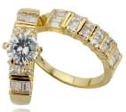 NEW ARRIVAL - Dazzling White Cr. Diamond Engagement Ring Set. Size 7 / O