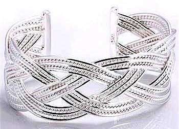 ASHA CRAFT - 925 Silver Crossover Detail Bangle - 25mm wide