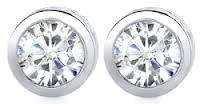 ON SALE!! 925 Silver Modern 1.00ct White CZ Bezel set Stud Earrings