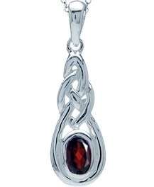 ASHA CRAFT - 0.50ct Genuine Garnet 925 Sterling Silver Celtic Pendant with Chain