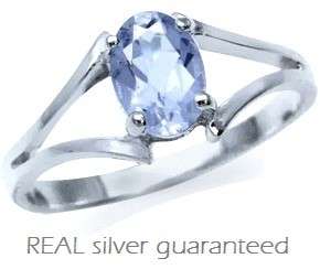 ASHA CRAFT - 1.00ct Genuine Pale Iolite Ring 925 Sterling Silver. Size 5 / K