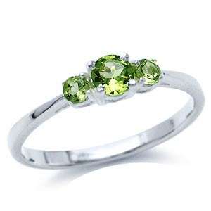 ASHA CRAFT - 0.46ct Genuine Peridot Trilogy Ring 925 Sterling Silver. Size 9 / R