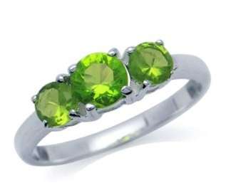 ASHA CRAFT - 3-Stone Cr. Peridot 925 Sterling Silver Ring. Size 8 / Q