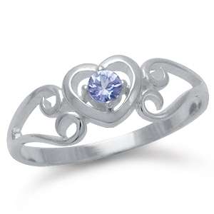 ASHA CRAFT - 0.14ct Genuine Tanzanite Heart Shape Swirls Ring. Size 6 / M