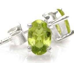 ASHA CRAFT - 0.98ct Genuine Peridot Ovals 925 Sterling Silver Earrings