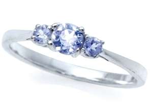 ON SALE!!! 0.42ct Genuine Tanzanite 3-stone 925 Sterling Silver Ring. Size 6 / M