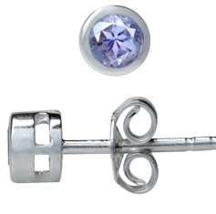 ASHA CRAFT - 0.22ct Genuine Tanzanite 925 Sterling Silver Bezel Stud Earrings